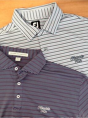 Lot of 2 Holderness & Bourne / FootJoy Striped Performance Golf Polos